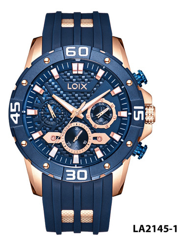 Reloj Homre Loix® La2145-1 Azul Con Oro Rosa, Tablero Azul