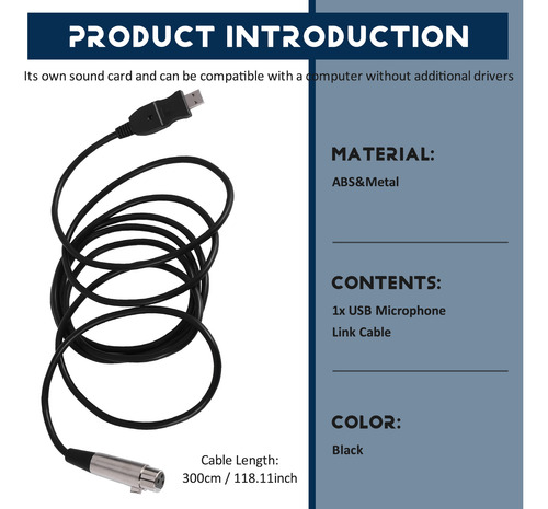 Micrófono Usb Macho A Xlr Hembra Cable De Enlace De Micrófo