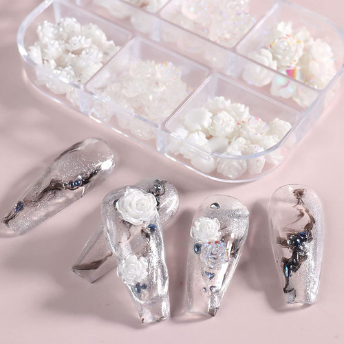 Uñas Flores, Uñas De Camelia En 3d Para Uñas Acrílicas, Mani