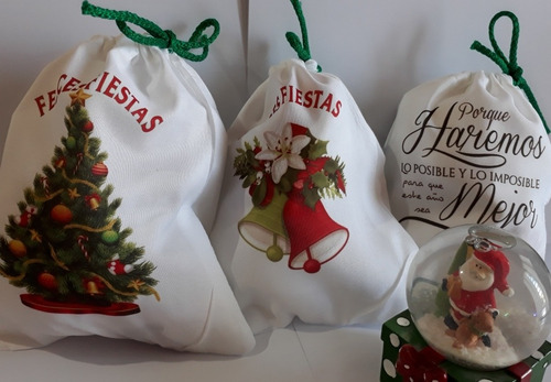 Bolsa De Tela Navidad - Navideñas 35cmx45cm ----10 Bosas---