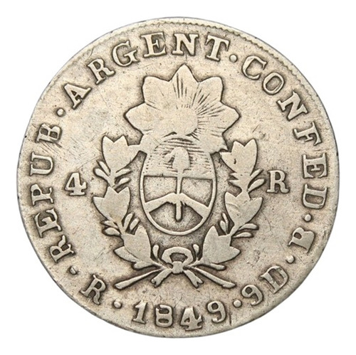 Moneda Argentina Provincia De La Rioja 4 Reales 1849 (Usado)