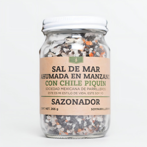 Sal De Mar Ahumada En Leña De Manzano Con Chile Piquín Smp