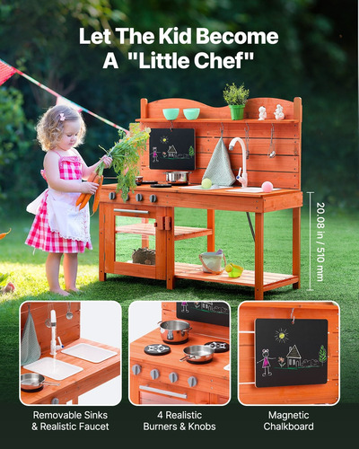 Cocina De Barro De Madera, Exterior, Niños, Juego De Simulac