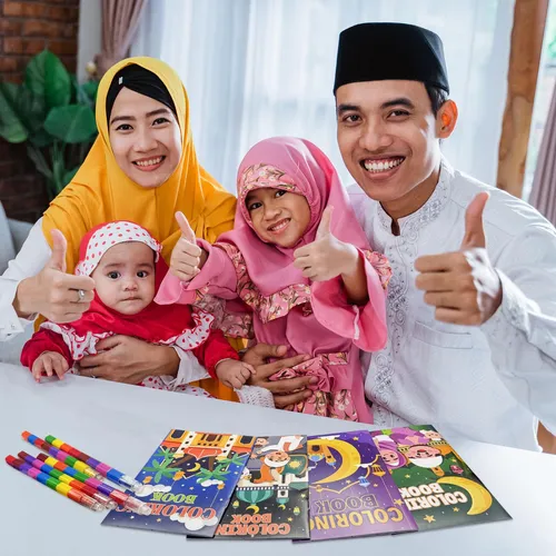 Set De Libros Para Colorear Cinrobiye Ramadan Con 24 Crayone