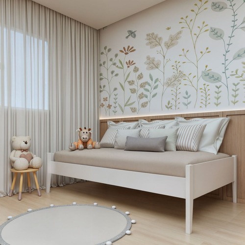 Cama Infantil Babá Clean 90cm Em Madeira Maciça Hjwt