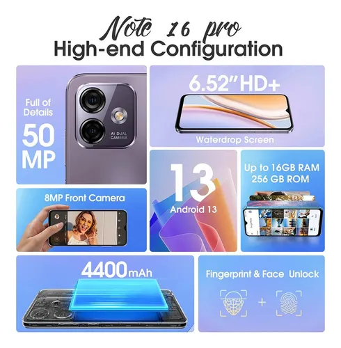 Smartphone Celular Ulefone Note 16 Pro 8+256256gb Android 13