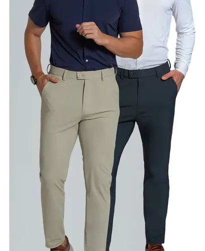 MLB 6289622140 Kit 2 Calca Masculina Alfaiataria Poliamida Social Premium JM