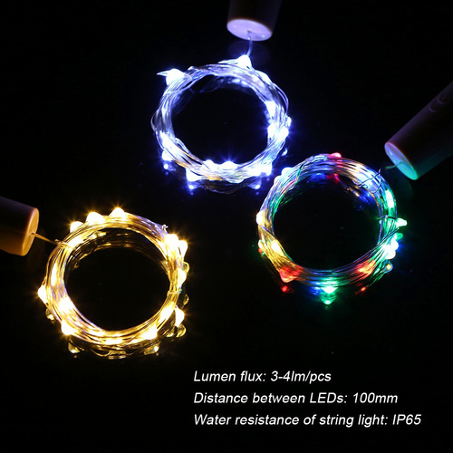 Imagen 4 de 6 de Luces Cadena Tapón Botella Ambiente Lámpara 2 Metros 20 Led