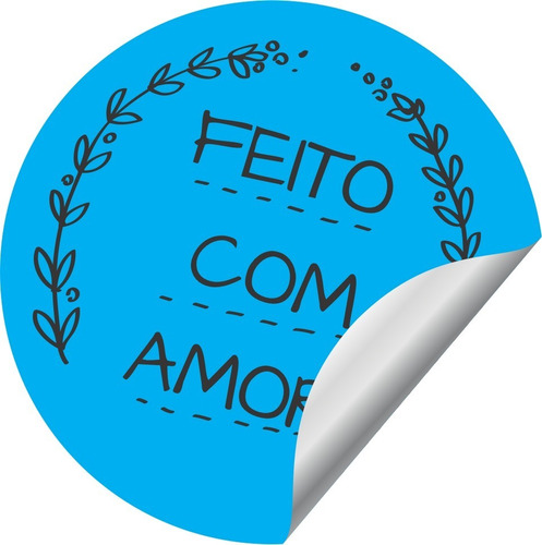 Adesivo Redondo  (4 Cm) Feito Com Amor - 200 Unidades