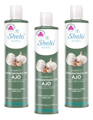 Shampoo Concentrado De Ajo Shelo Nabel® 530ml. 3 Piezas