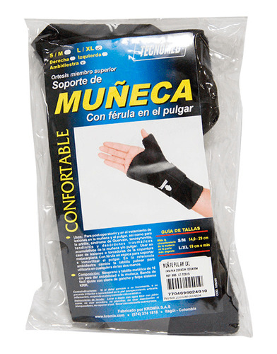 Soporte Muñeca Ferula Pulgar Ambidiestra T.l /xl