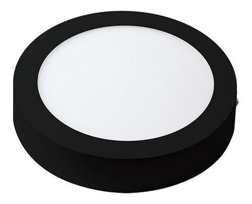 Panel Led Aplicar Plafon Circular 6w Marco Negro R