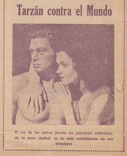 1947 Programa Cine Victory Imagen Tarzan Johnny Weissmuller