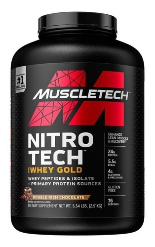 Imagen 1 de 1 de Suplemento en polvo MuscleTech  Nitro Tech 100% Whey Gold proteína sabor double rich chocolate en pote de 2.51kg