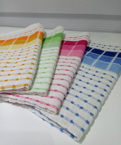 Imagen 2 de 4 de Repasadores X 3 U - Cuadritos - 40*60 Cm - 80% ALG 20% Pol