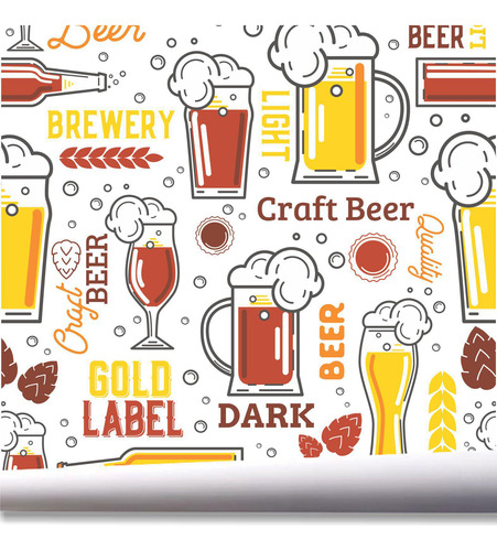 Papel De Parede Chopp Cervejaria Cerveja Kit 02 Rolos A660