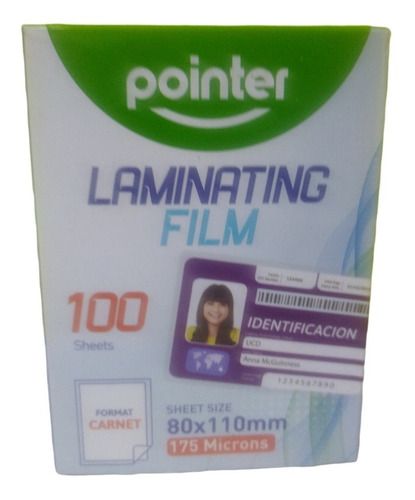 Laminas De Plastificar 100 Unids Carnet 175 Mic 80x110 Mm