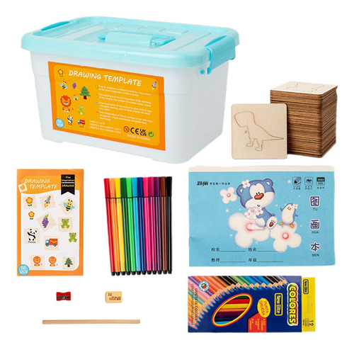 Kit De Plantillas De Dibujo Con Rodajas De Madera