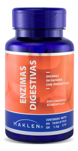 Enzimas Digestivas + Prebióticos | 90 Tabletas 1.2g | Maklen Sin Sabor