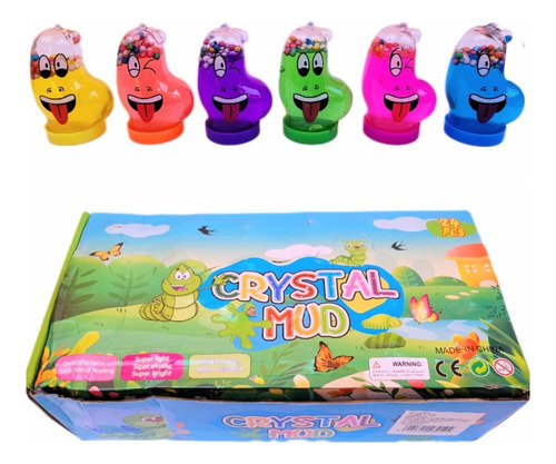 24 Botes Slime Brillante Figuras Divertidas Colores Moco Fun