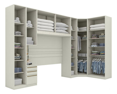 Guarda-roupa Casal Modulado Seletto 10 Portas 3 Gavetas Cor Bege