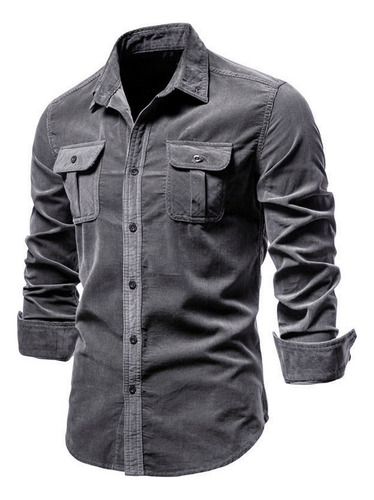 Pana Algodón Hombre Camisa Informal Ajustada Chaqueta