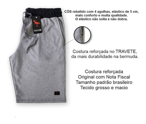 Imagem 2 de 3 de Kit 4 Bermudas Moletom Masculina Academia Corrida Original