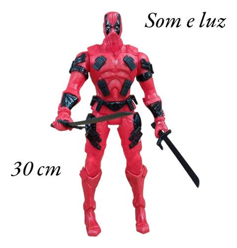 Boneco Articulado Dead Pool 30cm, Som E Led