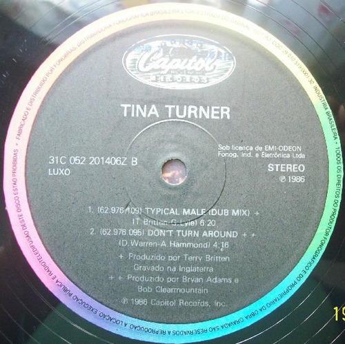 Imagem 3 de 3 de Lp Vinil 12 Single Tina Turner Typical Male Ed. Br 1986 Raro