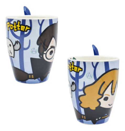 Duo Tazas Harry Potter Con Cuchara Harry Y Hermione Hogwarts