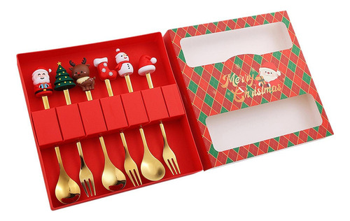 Juego De Cucharas Y Tenedores Navideños, 6 Piezas