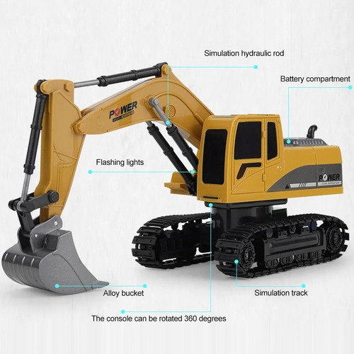 Excavadora De Control Remoto De Metal Rc Excavator