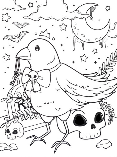 Kawaii Goth | Libro Anillado Colorear Pintar Fibra Cuaderno