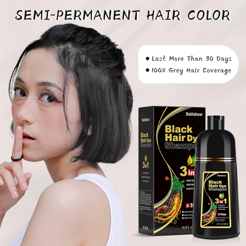 Meidu ChampĂș Tinte Cabello Negro, Semi-permanente Cubre...