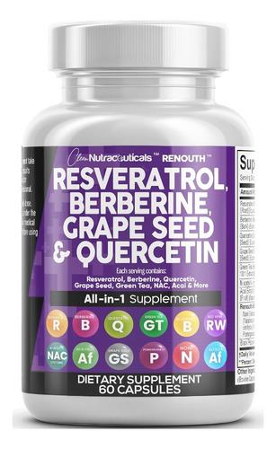 Resveratrol Berberina Todoenuno Antioxidantes + Polifenoles Sabor Sin Sabor