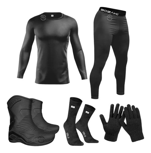 Kit Termico Conjunto + Media + Guantes + Botas Lluvia Sia++