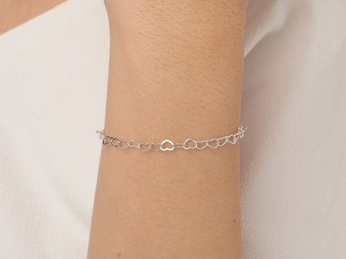 Promoção Pulseira Fem. Prata Maciça 925 Coração