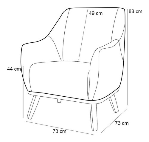 Poltrona Decorativa Fixa Pés de Madeira Paloma D02 Linho Cinza D-315