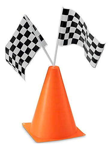 Bedwina Traffic Cones And Racing Checkered Flags - 24 Pieza