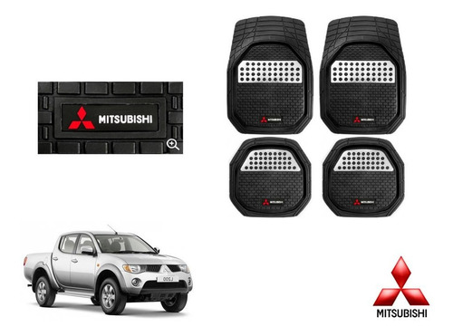 Tapetes 4pz Charola 3d Logo Mitsubishi L200 2011 A 2014 2015