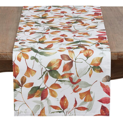 Saro Lifestyle Multi Color Fall Leaf Table Runner-16 X72 Obl