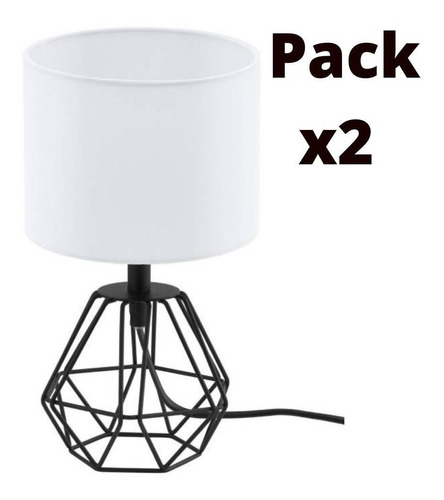 Pack X2 Lampara Velador Mesa Decoración Elegante Base Metal 