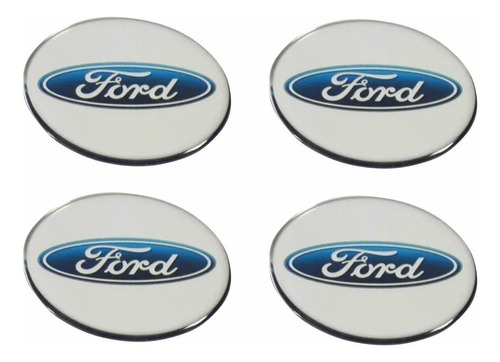 Kit Adesivos Emblema Resinado Roda Compatível Ford 60mm Cl18 Cor CROMADO