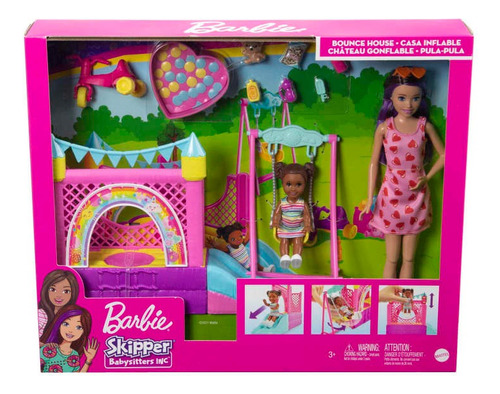 Barbie Skipper Niñera Con Castillo Inflable