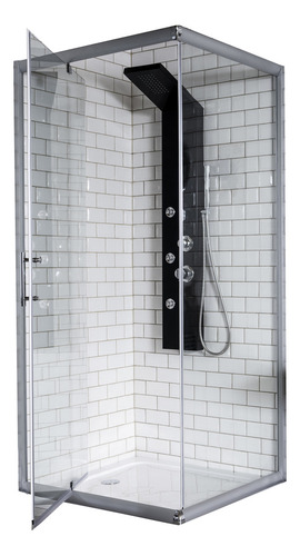 Box Ducha Recto Cromo Transl 100cm Quebec Sin Receptaculo