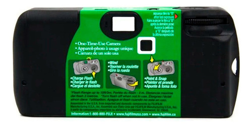 Kit 5 Cámaras Desechables Fujifilm Quicksnap Flash 27 Exp Color Negro