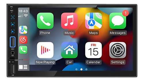 Central Multimídia Mp5 7 Polegadas Carplay Android Auto Cor Preto
