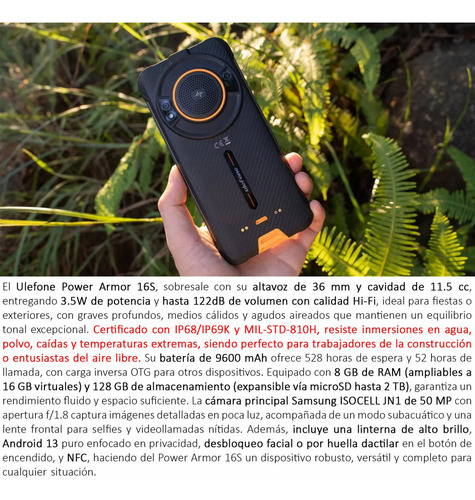 Ulefone Power Armor 16s Altavoz De 3.5w Y Graves Profundos