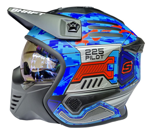 Casco Modular Shaft 225 Evo Pilot, Certificación Ece R2206. 