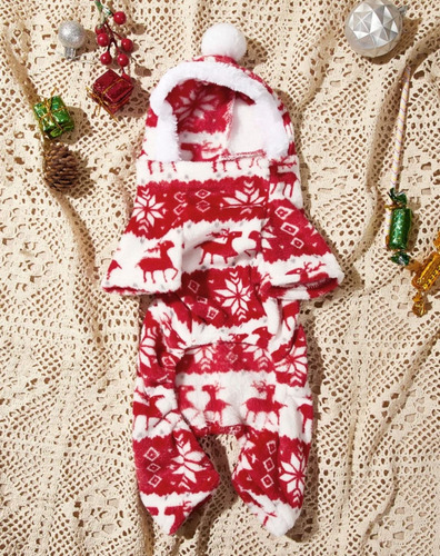Abrigo Mascota Calentito Estilo Navideño (chico) Rojo